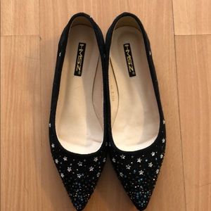 Crystal embellished flats (Black size 5)
